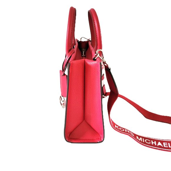 Michael Kors Mirella Small Shopper Top Zip Crossbody Handbag Dark Raspberry - Picture 3 of 7